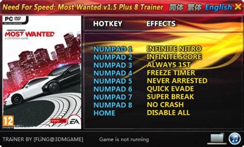 Need for Speed Most Wanted Cheats & Trainers for .